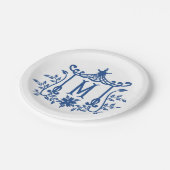 Chic Pagoda Monogram M Papierplatte Pappteller (Schrägansicht)