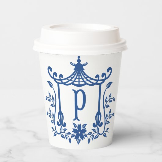 Chic Pagoda Monogram P Paper Cups Pappbecher (Vorderseite)