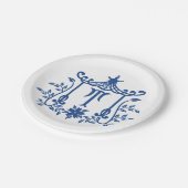Chic Pagoda Monogram T Paper Plate Pappteller (Schrägansicht)