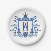 Chic Pagoda Monogram W Paper Plate Pappteller (Vorderseite)