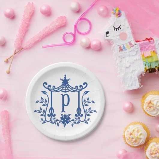 Chic Pagoda Monogramm P Papierplatte Pappteller (Party)
