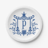 Chic Pagoda Monogramm P Papierplatte Pappteller (Vorderseite)