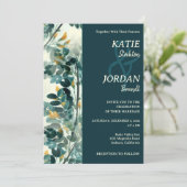 Chic Painted Blätter Hochzeitseinladung Einladung (Stehend Vorderseite)