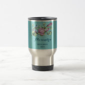 Chic Painted floral Mit Monogramm Reisebecher (Mittel)
