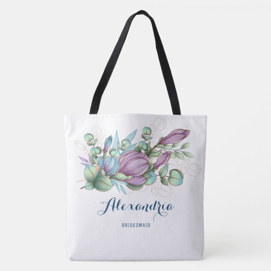 Chic Painted floral Mit Monogramm Tote Bag Tasche (Vorderseite)