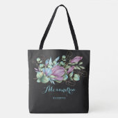 Chic Painted floral Mit Monogramm Tote Bag Tasche (Vorderseite)