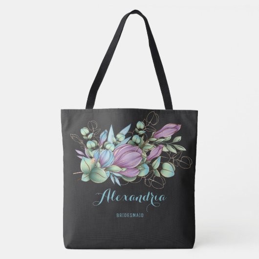 Chic Painted floral Mit Monogramm Tote Bag Tasche (Vorderseite)
