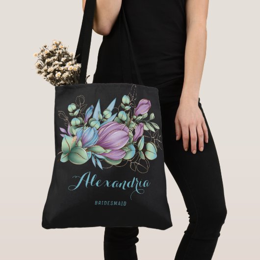 Chic Painted floral Mit Monogramm Tote Bag Tasche (Von Nahem)
