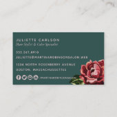 Chic Painted Floral on Aquamarin Business Card Visitenkarte (Rückseite)