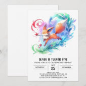 Chic Painted Fox Geburtstag Einladung (Vorne/Hinten)