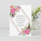 Chic Painted Peonies Bridal Dusche Einladung (Stehend Vorderseite)