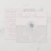 Chic Paisley Lace, Blume & Pearls Brautparty Einladung (Vorne/Hinten)