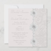 Chic Paisley Lace, Blume & Pearls Brautparty Einladung (Rückseite)