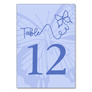 Chic Pale Blue Butterfly Garden Wedding Tischnummer