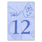 Chic Pale Blue Butterfly Garden Wedding Tischnummer (Rückseite)