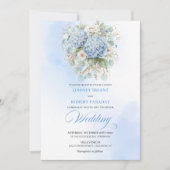 Chic Pale Blue Hydrangea Floral Wedding Invitation Einladung (Vorderseite)