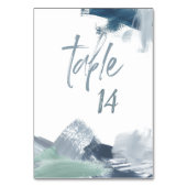 Chic Pale Dusty Blue Abstrakte Pinselstriche Tischnummer (Vorderseite)