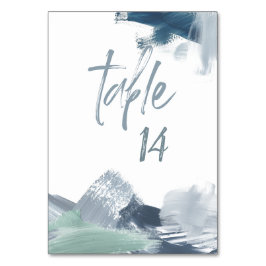 Chic Pale Dusty Blue Abstrakte Pinselstriche Tischnummer