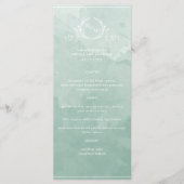 Chic Pale Green Watercolor, Monogram Wedding Menu Menükarte (Vorderseite)