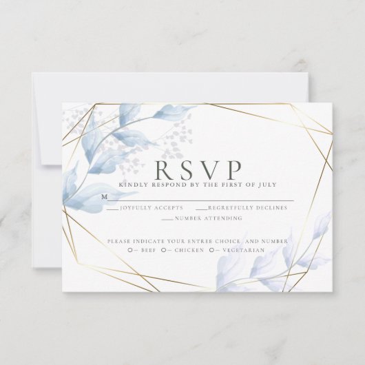 Chic Pale Lilac und Dusty Blue Foliage RSVP Karte (Vorderseite)