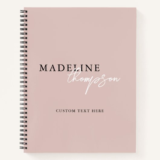 Chic Pale Pink Beige Script Typografie-Notebook Notizblock (Vorderseite)