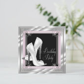 Chic Pale Pink Geburtstagsparty Einladung (Stehend Vorderseite)