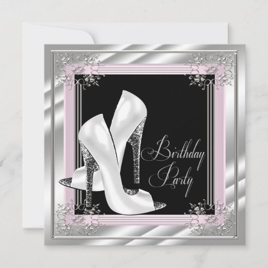 Chic Pale Pink Geburtstagsparty Einladung (Vorderseite)