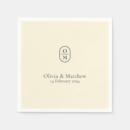 Chic Pale Yellow Modern Wedding Monogram Wedding Serviette (Vorderseite)