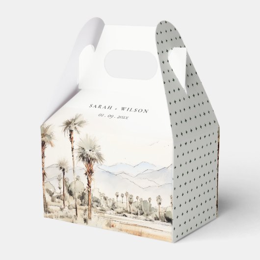 Chic Palm Springs California Landschaft Hochzeit Geschenkschachtel (Rückseite)