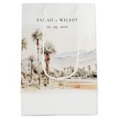 Chic Palm Springs California Landschaft Hochzeit Mittlere Geschenktüte (Rückseite)