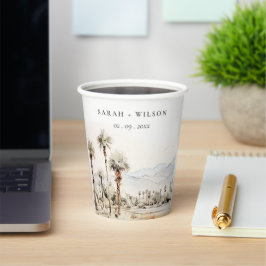 Chic Palm Springs California Landschaft Hochzeit Pappbecher