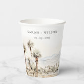 Chic Palm Springs California Landschaft Hochzeit Pappbecher (Rückseite)