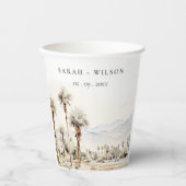 Chic Palm Springs California Landschaft Hochzeit Pappbecher (Vorderseite)