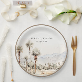 Chic Palm Springs California Landschaft Hochzeit Pappteller