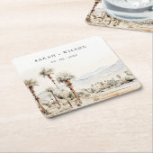 Chic Palm Springs California Landschaft Hochzeit Rechteckiger Pappuntersetzer (angewinkelt)
