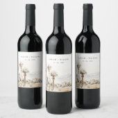 Chic Palm Springs California Landschaft Hochzeit Weinetikett (Flaschen)