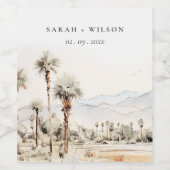 Chic Palm Springs California Landschaft Hochzeit Weinetikett (Einzelnes Label)