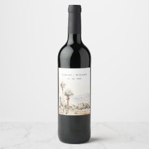 Chic Palm Springs California Landschaft Hochzeit Weinetikett