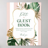 Chic palm strand pink Streifen Foto Gästebuch (Vorne)