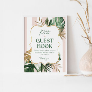Chic palm strand pink Streifen Foto Gästebuch