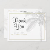 Chic Palm Tree & Gold Wedding Danke Postcard Postkarte (Vorne/Hinten)
