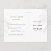 Chic Palm Tree & Gold Wedding RSVP Custom Einladungspostkarte (Rückseite)