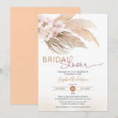 Chic Pampas Grass Boho Bridal Dusche Einladung (Vorne/Hinten)