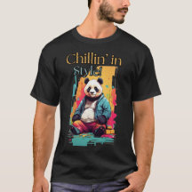 Chic Panda Charm | Farbenfrohe Sitzen Panda Art