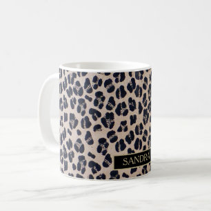 Chic Panther Muster mit Namen Kaffeetasse