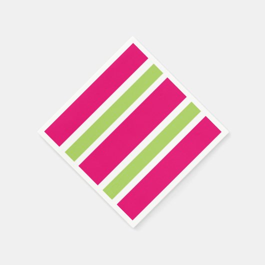 CHIC PAPIER NAPKIN_LOVELY HOT PINK/GRÜNE STREIFEN SERVIETTE (Ecke)