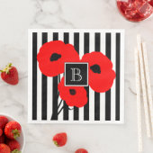 CHIC PAPIER NAPKIN_MOD RED POPPIES ON STRIPES SERVIETTE (Beispiel)