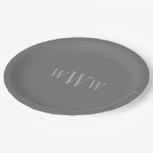 CHIC PAPIERPLATE_GRAY SOLID/MONOGRAMM PAPPTELLER (Schrägansicht)