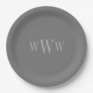 CHIC PAPIERPLATE_GRAY SOLID/MONOGRAMM PAPPTELLER