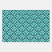 Chic Paris Aqua Blue, Black and Gold Geschenkpapier Set (Vorderseite 3)